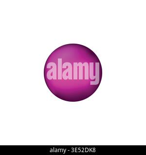 Glass pink ball or precious pearl. Glossy realistic ball, 3D abstract vector illustration highlighted on a white background. Big metal bubble with Stock Vector