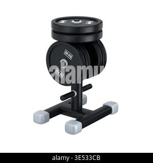 Black stylized stand for plates over white background, 3d render Stock Photo