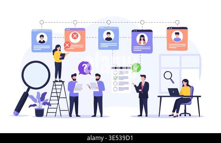Business Data Analysis and Team Collaboration with Research and Planning Illustration. Stock Vector