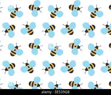 Simple pattern of a bee, wasp, hornet, bumblebee. Vector illustration isolated on a white background. Hand-drawn. Flat style. Stock Vector
