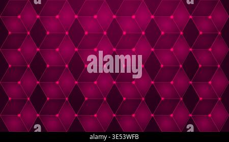 Pink 3d geometric cube pattern with glowing dots. Stock Vector