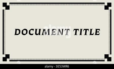 Minimal rectangular title frame illustration featuring document title text centered inside a fine double line border with bold corner brackets. Stock Vector