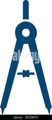 Simple illustration of a blue drawing compass with pointed legs and an adjustable center joint. Stock Vector