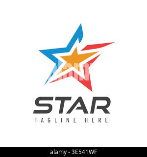 Star logo design featuring colorful blue red and yellow abstract shapes Modern graphic symbol suitable for various branding Stock Vector