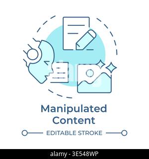 Manipulated content soft blue concept icon Stock Vector