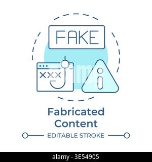 Fabricated content soft blue concept icon Stock Vector