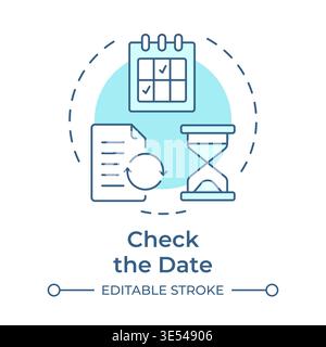 Check the date soft blue concept icon Stock Vector