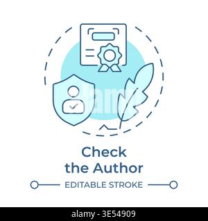 Check the author soft blue concept icon Stock Vector