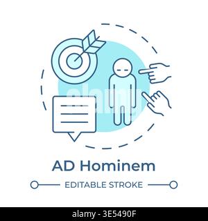 AD hominem soft blue concept icon Stock Vector