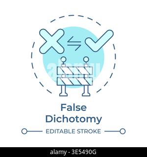 False dichotomy soft blue concept icon Stock Vector