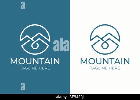 Mountain Logo with Water Droplet Representing Nature, Adventure, and Outdoor Exploration Stock Vector