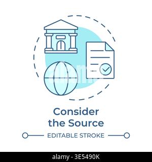Consider the source soft blue concept icon Stock Vector