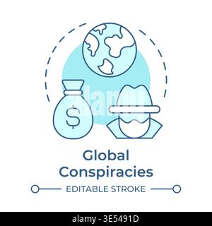 Global conspiracies soft blue concept icon Stock Vector