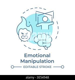 Emotional manipulation soft blue concept icon Stock Vector