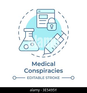 Medical conspiracies soft blue concept icon Stock Vector