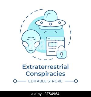 Extraterrestrial conspiracies soft blue concept icon Stock Vector