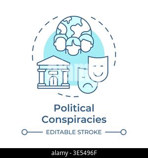 Political conspiracies soft blue concept icon Stock Vector