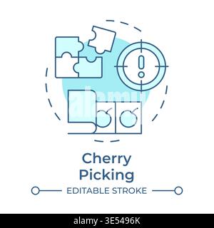 Cherry picking soft blue concept icon Stock Vector