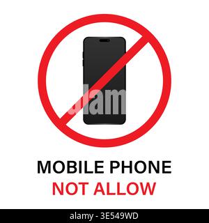 No Cell Phone. No Mobile Phone Sign. Phone Not Allowed. No texting or Calling. Vector Illustration. Stock Vector