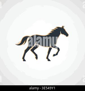 A sleek silhouette of a galloping horse with rainbow highlights on its mane and tail Stock Vector
