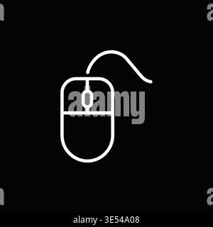 Simple line drawing of a classic wired computer mouse Stock Vector