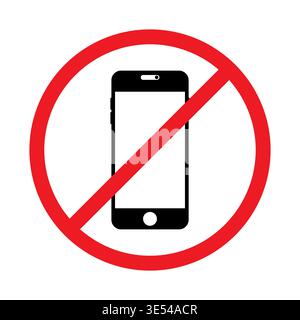 No Cell Phone. No Mobile Phone Sign. Phone Not Allowed. No texting or Calling. Vector Illustration. Stock Vector