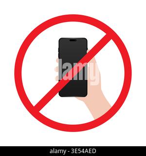 No Cell Phone. No Mobile Phone Sign. Phone Not Allowed. No texting or Calling. Vector Illustration. Stock Vector