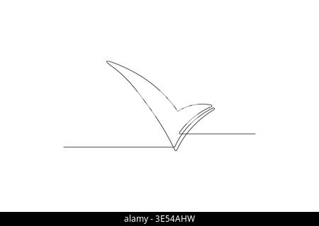 Shield with check mark continuous one line drawing on white background Stock Vector