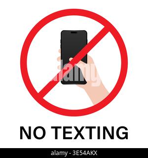 No Texting While Driving. Do Not Use Phone While Driving. Careless and Dangerous Driving Behavior. Vector Illustration. Stock Vector