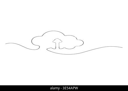 Shield with check mark continuous one line drawing on white background Stock Vector