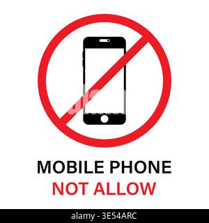 No Cell Phone. No Mobile Phone Sign. Phone Not Allowed. No texting or Calling. Vector Illustration. Stock Vector
