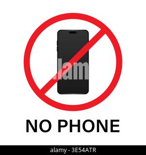 No Cell Phone. No Mobile Phone Sign. Phone Not Allowed. No texting or Calling. Vector Illustration. Stock Vector