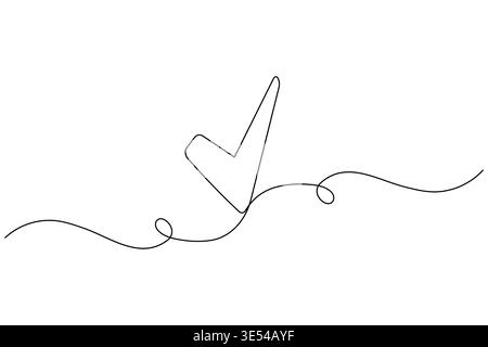 Shield with check mark continuous one line drawing on white background Stock Vector
