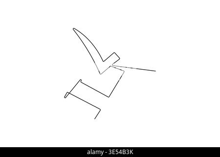 Shield with check mark continuous one line drawing on white background Stock Vector