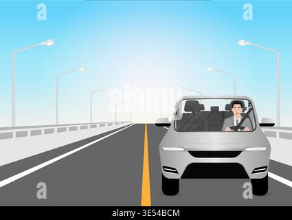 Sleepy Man. Man Sleepy While Driving. Driver Falling Asleep While Driving. Vector Illustration. Stock Vector