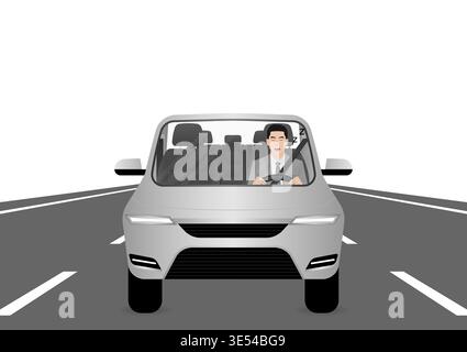 Sleepy Man. Man Sleepy While Driving. Driver Falling Asleep While Driving. Vector Illustration. Stock Vector
