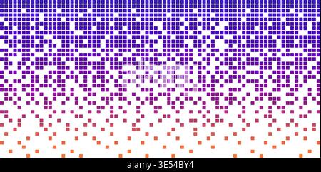 Neon AI pixel fade gradient bg. Blue and purple gradient background. Abstract digital pattern with square elements grid. Vibrant futuristic cyber Stock Vector