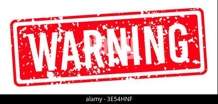 Warning red square grungy vintage stamp with distressed texture and bold typography, isolated on a clean background and designed for alert messages Stock Vector