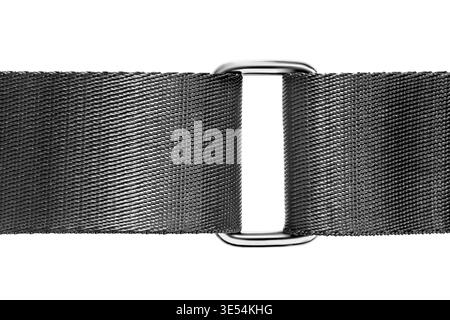 Black bag fabric strap closeup isolated on white background Stock Photo