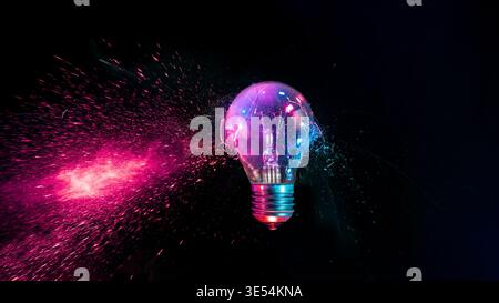 Light bulb real exploding creativity concept Stock Photo