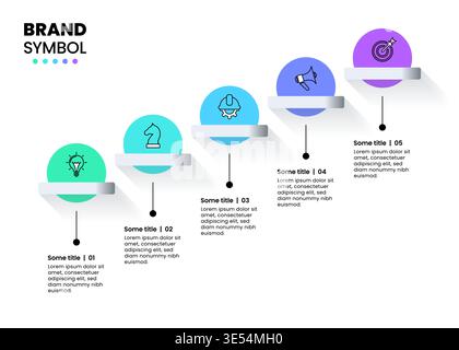 Infographic template with icons and 5 options or steps. Stairs. Can be used for workflow layout, diagram, banner, webdesign. Vector illustration Stock Vector