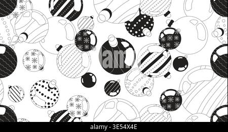 Christmas ornaments black and white repeating pattern Stock Vector