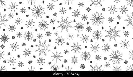 Snowflakes winter black and white repeating pattern Stock Vector