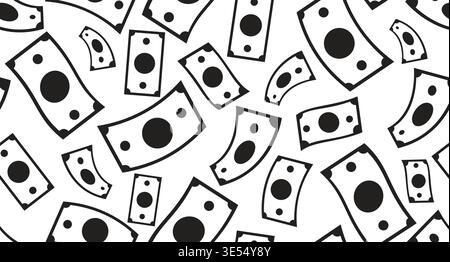 Paper money bills black and white repeating pattern Stock Vector