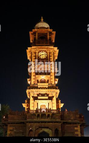 Jodhpur Ghanta Ghar in Rajasthan, India established in 1909- historic clock tower near Sardar Market, famed for heritage charm and city views. Stock Photo