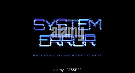System Error Digital Noice Font Logo Alphabet Vector Glitch Letters Set Modern Typography, Creative Typographic Design for Play Button, Game UI Stock Vector
