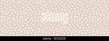 Seamless abstract pattern with white doodle dots on warm soft beige background. Minimal, modern texture for fabric, wallpaper, wrapping paper, stationery, branding and digital design art. Stock Vector