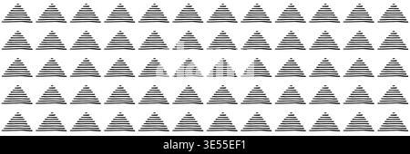 Seamless geometric pattern with hand drawn striped triangles in black on light background. Minimalist abstract texture, modern repeat design for fabric, wallpaper, packaging, textile and branding Stock Vector
