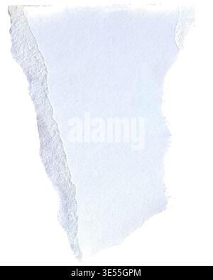 Torn paper piece with realistic textured ripped edges. Torn scrap of cardboard or paper Piece of notebook sheet Stock Photo
