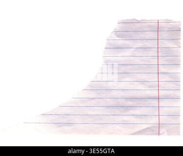 Paper Clip Isolated. Blank white torn edge paper mockup. Real notepad with line isolated. Stock Photo